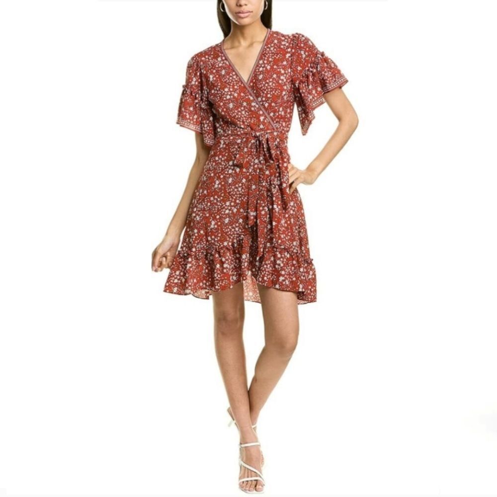 Max Studio Floral Print Wrap Ruffle Dress - Picture 2 of 2